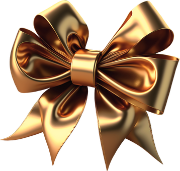 Golden Ribbon bow. Png Isolated
